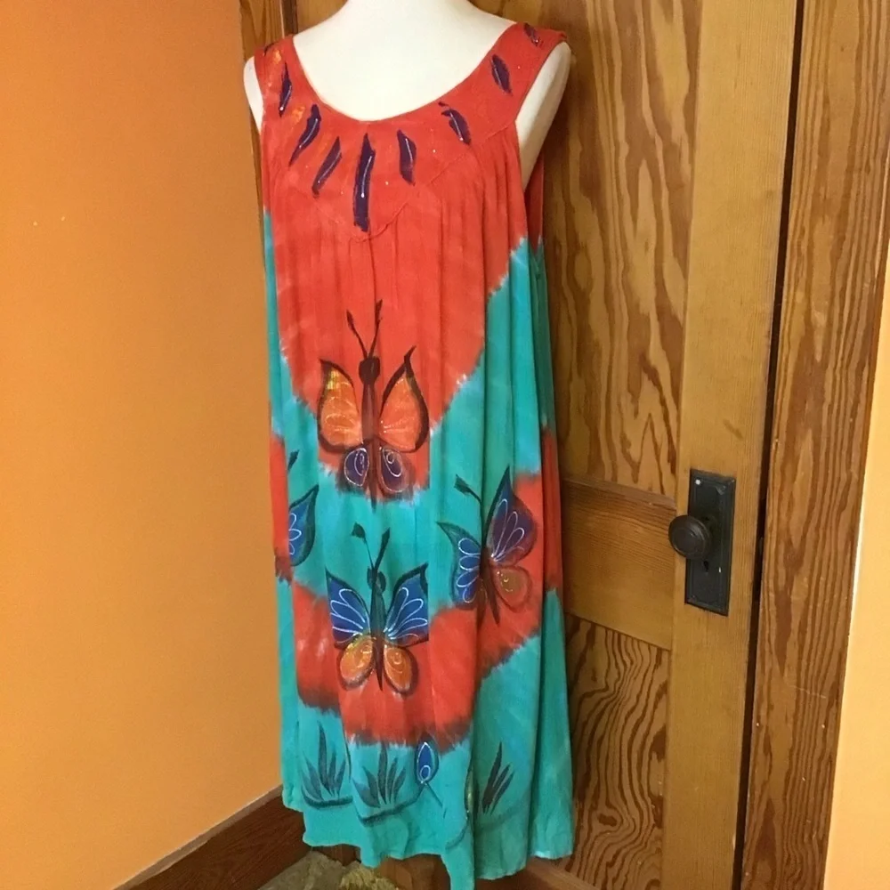 Vintage 90s butterfly mumu dress - Picture 7 of 8
